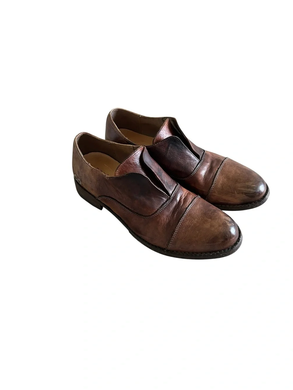 Bed Stu Thorn Cap Toe Laceless Slip On Leather Cobbler Oxfords